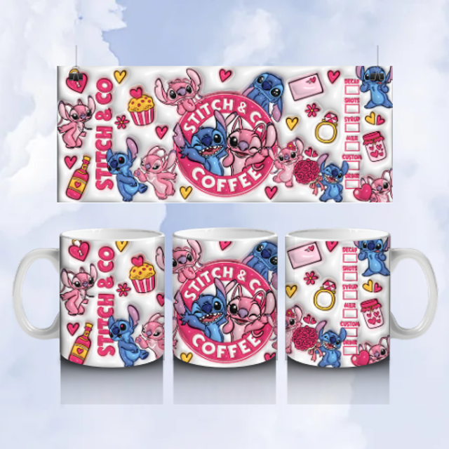 Mug 3D Angel et Stitch
