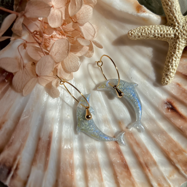 Dolphin Hoop Earrings Gold Plated