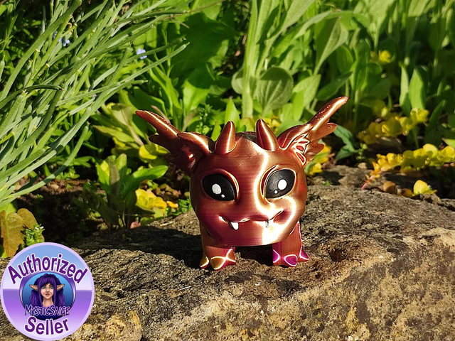 3D Printed Articulated Dragon Puff – Cute Poseable Fantasy Dragon Figurine