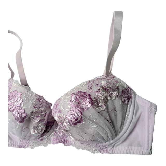 Pastel purple floral embroidered Japanese Bra UK 34B