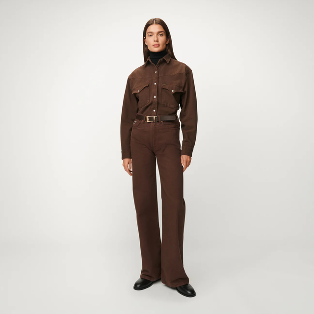 Lois Jeans Lindsay Palazzo Mid Rise Wide Fit Chestnut