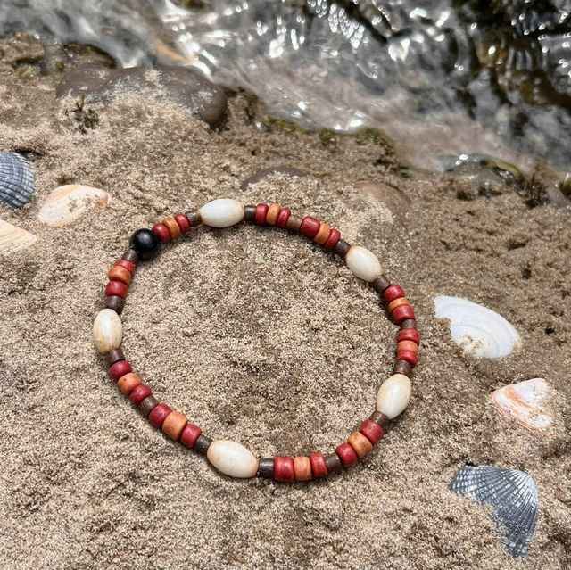 Enkelbandje hout &amp; parelmoer