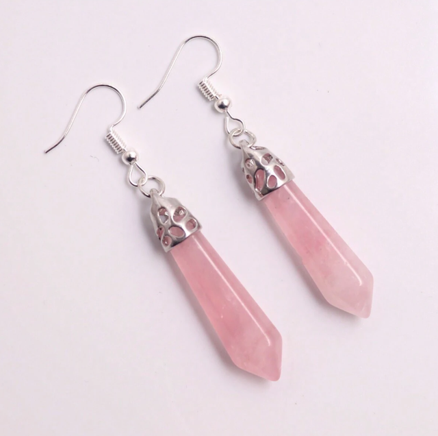 Boucles d'oreille " Cléa " en Quartz Rose