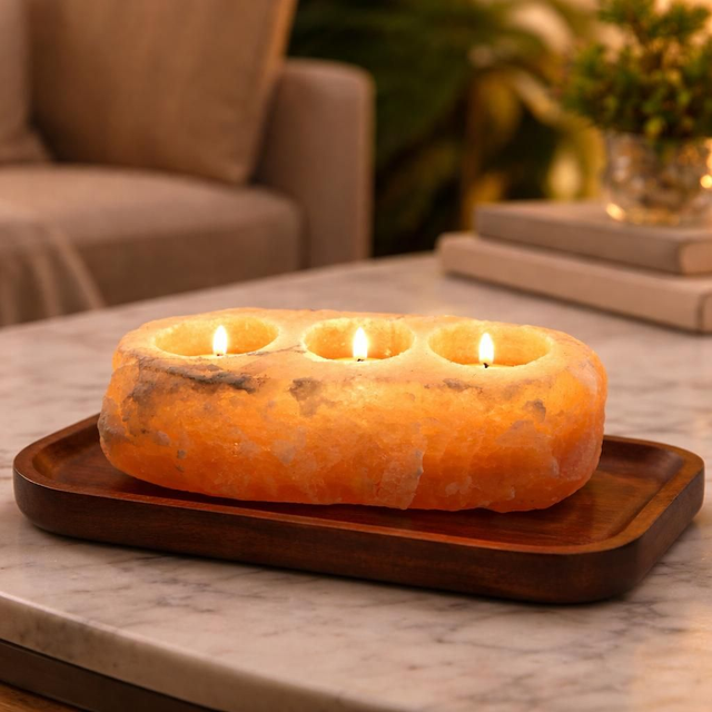 "Sel d'Himalaya" - Bougeoir 3 bougies