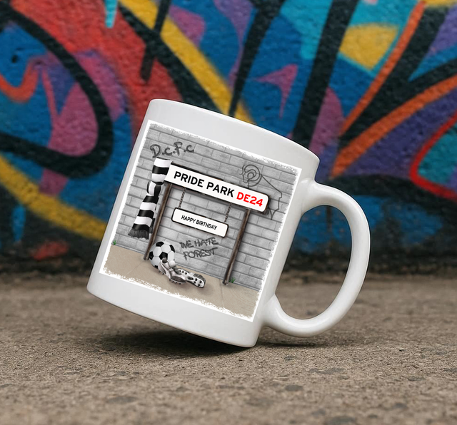 Derby County Vintage Street 11oz Ceramic Printed Mug With Different Options Available Like We Hate Forest