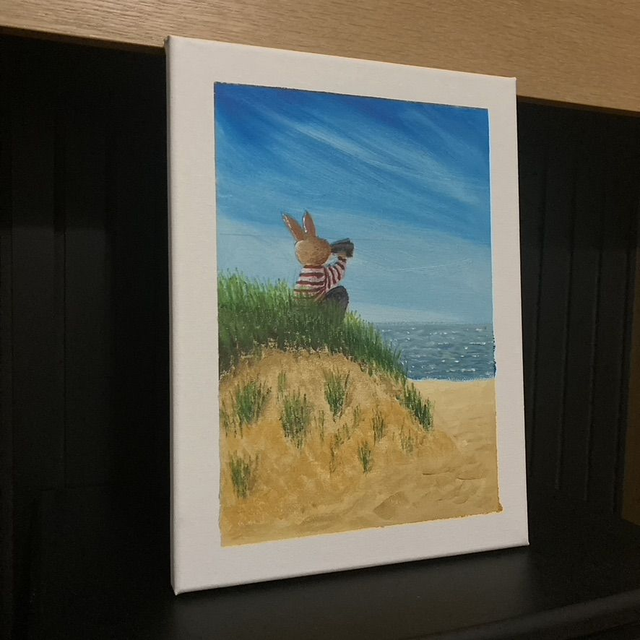 Bunny On Beach Looking Out To Sea