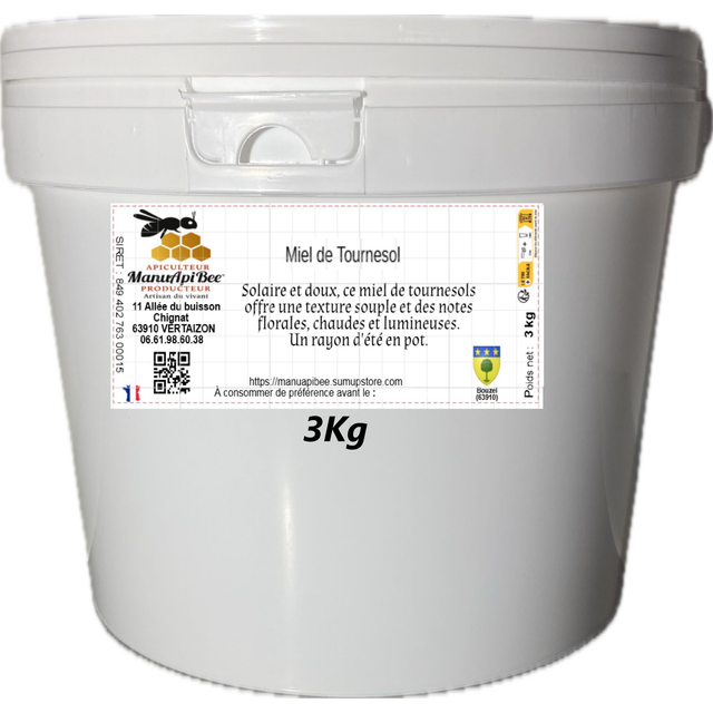 Miel de Tournesol (Gros volume à partir de 3Kg) en seau