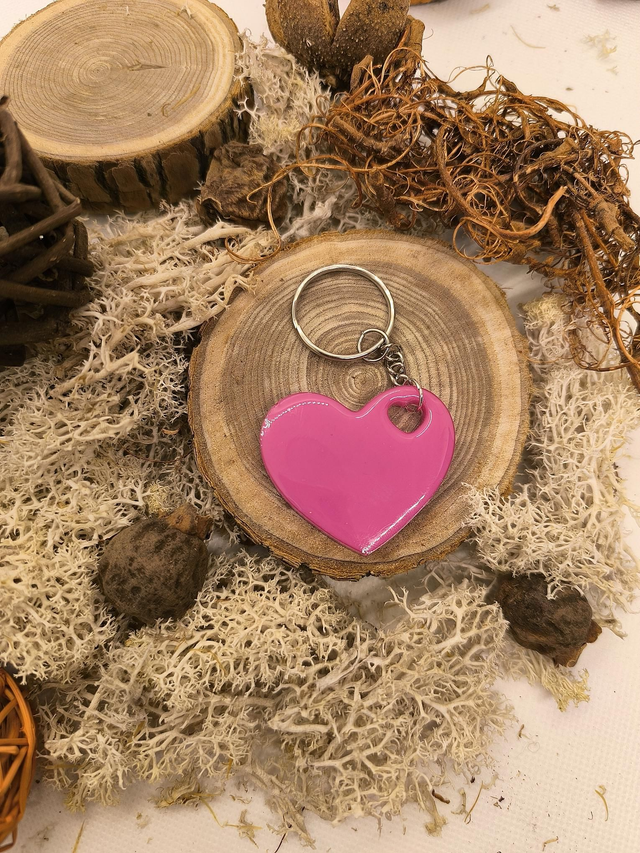 Porte clés coeur rose fuchsia 