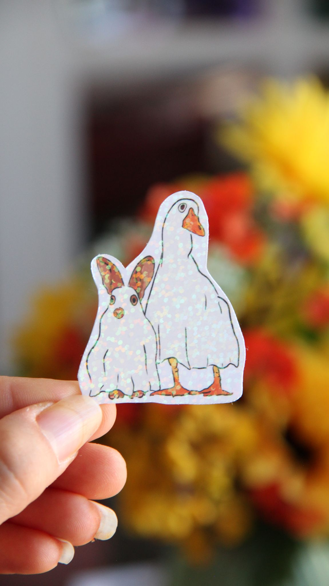 Sticker lapin et oie fantôme  