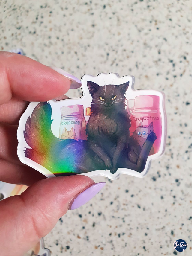 Magnet chat chapardeur holographique