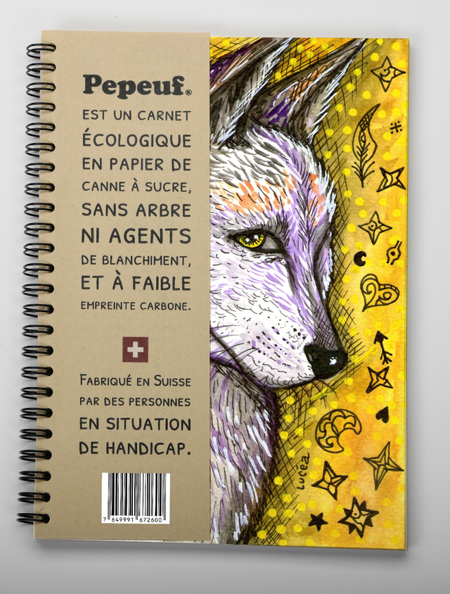 Carnet A5 de la marque Pepeuf portant une illustration faite par Luceapolyvers