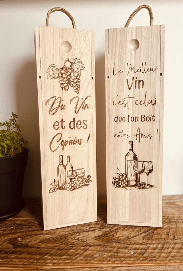 Coffret pour Bouteille de Vin gravé
