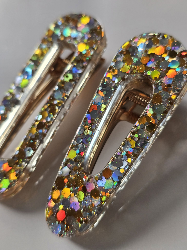 DUOS BARRETTES CONFETTIS OR & ARGENT