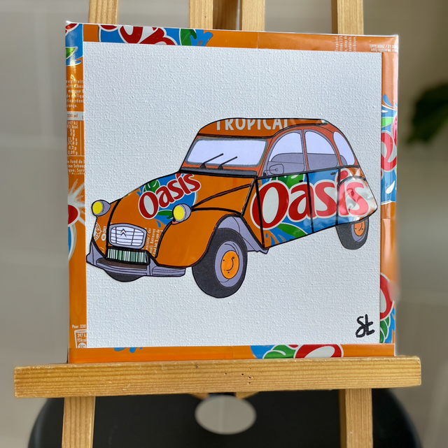 Tableau 2cv vintage 20x20 cm