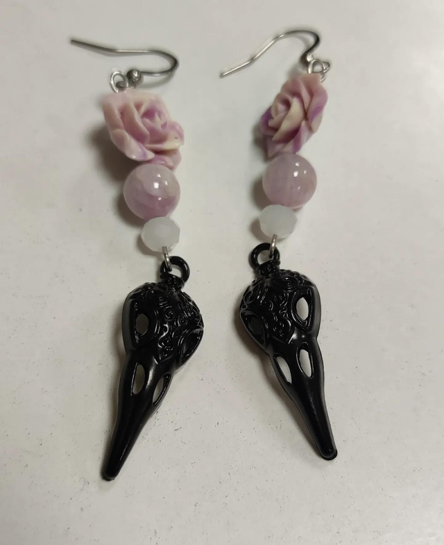 Boucles d'oreilles corbeau 