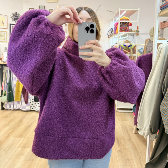 Felpa Ciclamino in Lana Bouclè 