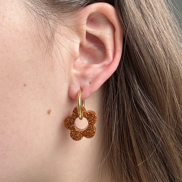 Pampilles interchangeables marron pailleté