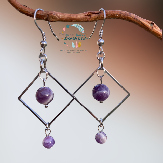 Boucles d’oreilles en Améthyste chevron 
