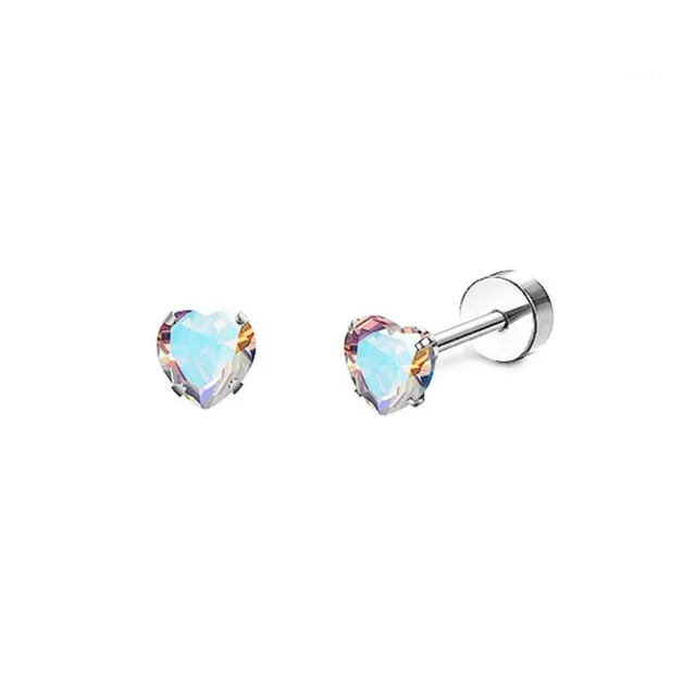 Iridescent Heart Mini Comfort Back Studs