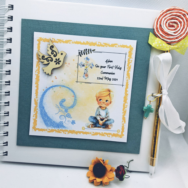 Boys&#039; First Communion and Confirmation Keepsake album-Personalised with Name and Date. 