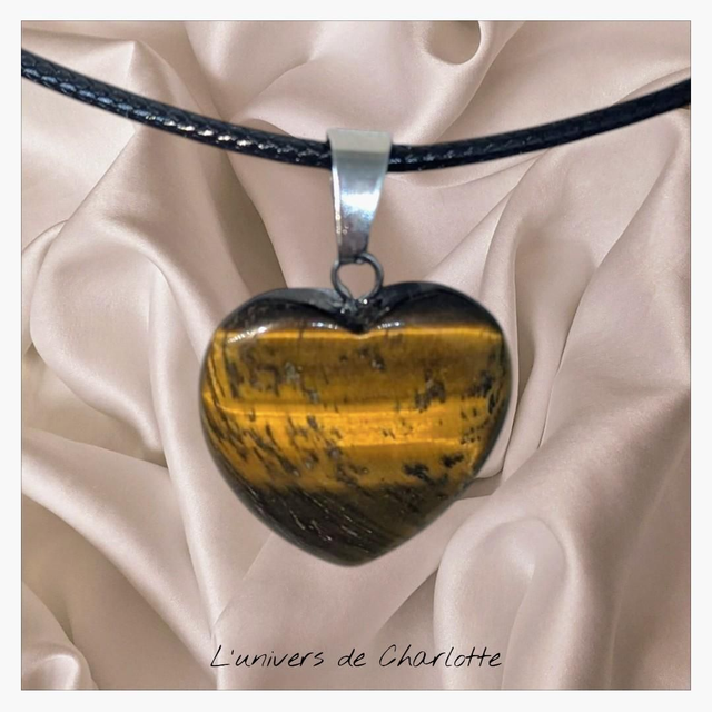 Pendentif &quot;Oeil de tigre&quot; coeur PN-323