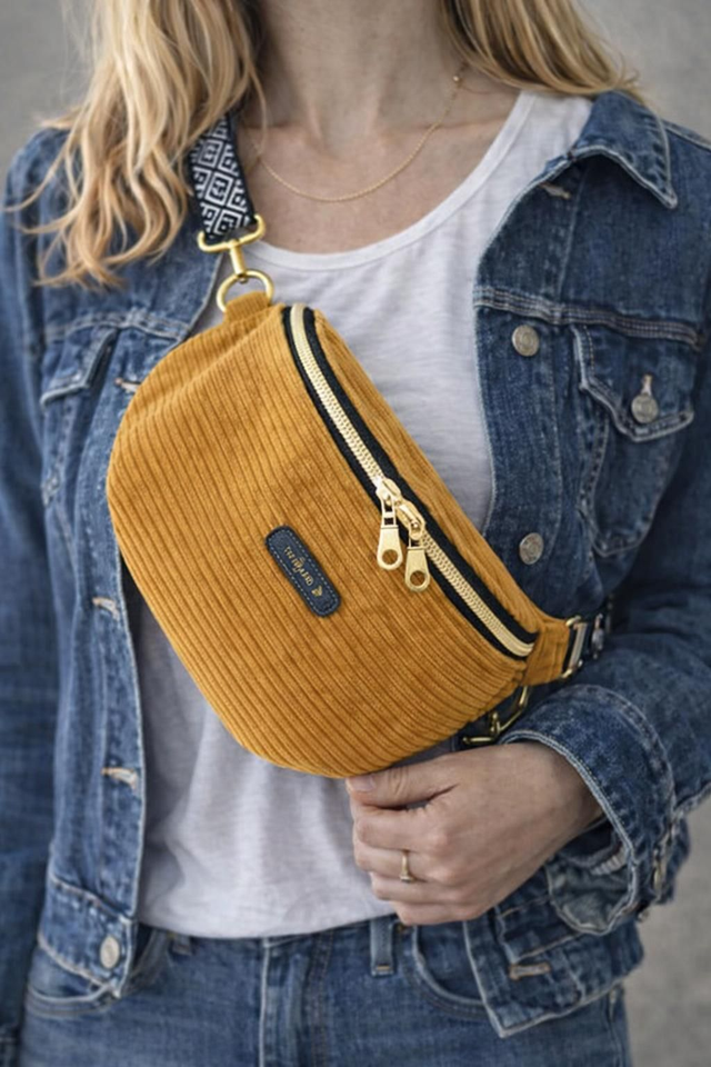 Sac Banane en Velours Côtelé moutarde