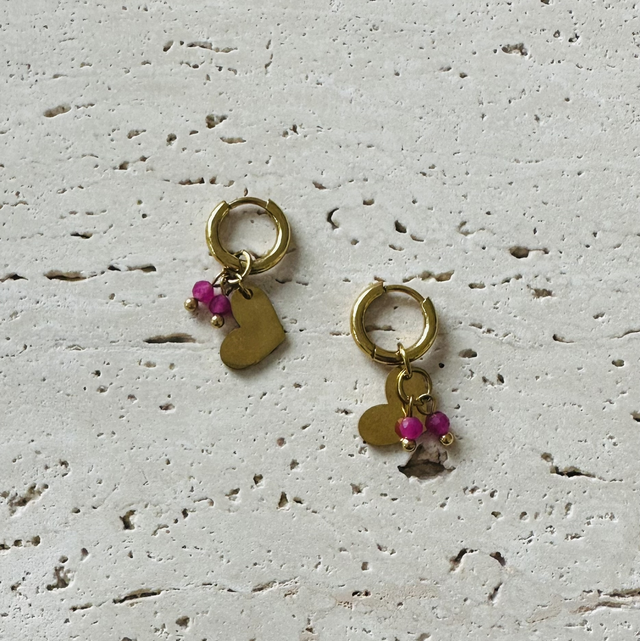 Oorbellen hartje roze