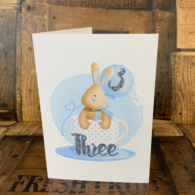 Blue Bunny In A Cup Card