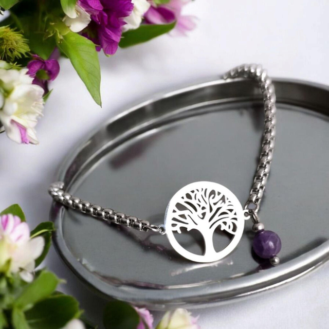 Bracelet Améthyste -- Paix intérieure ,Protection,Sagesse