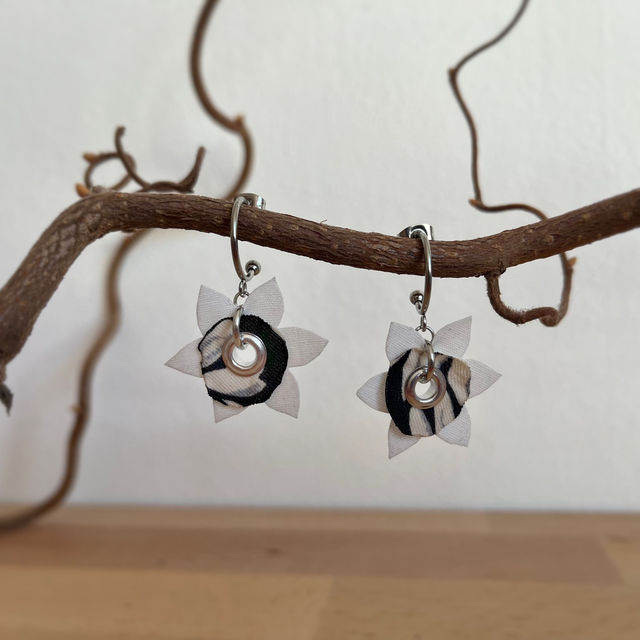 Nymphéas Blanches - Tissu coton et polyester, acier inox