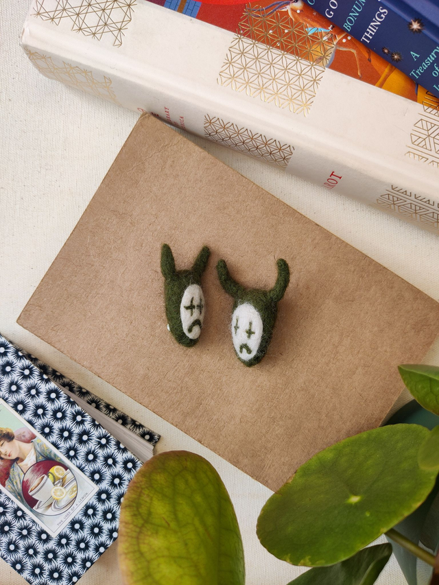 Sad Clown Brooch // Purple or Green