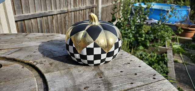 Black, White & Gold Ceramic Pumpkin