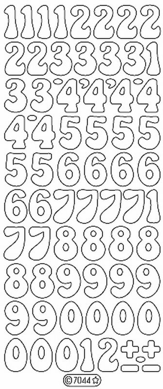 Cijfers groot zilver glitter (7044)