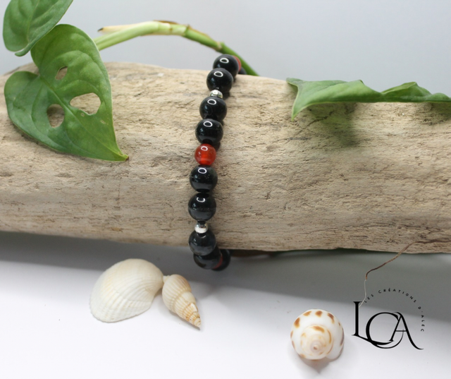 Bracelet Obsidienne œil céleste et Cornaline