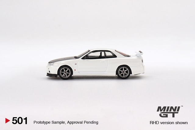 MGT00501 Mini GT 1/64 Nissan Skyline GT-R (R34) V-Spec II N1 White (RHD)