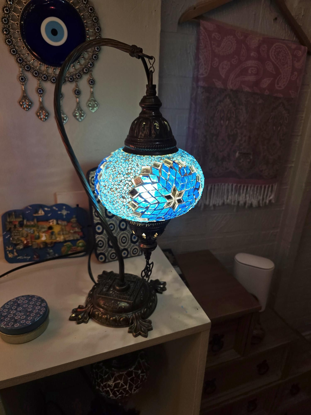 Large Mosaic Swanneck Table Lamp