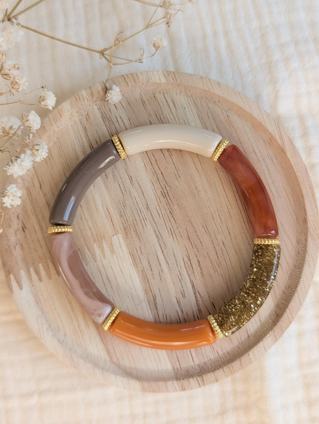 Bracelet Lison orangé terracotta glitter 