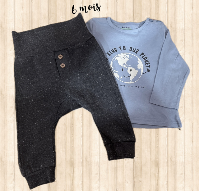 Ensemble pantalon, teeshirt ML, Kiabi 