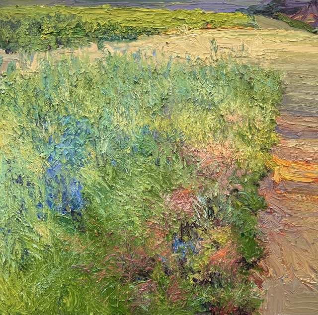 „Abendlied der Kornblumen“ – Öl auf Leinwand, 80 × 80 cm | 2025