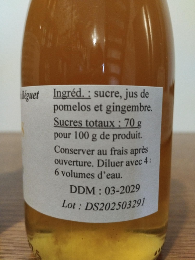 POMELOS au GINGEMBRE (sirop à diluer)