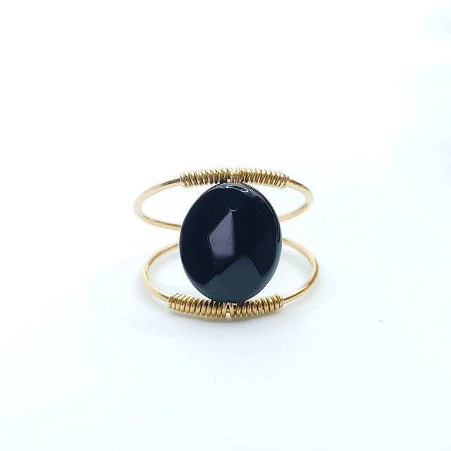 Bague Oli - Pierre Onyx - Or Goldfilled 14 Carats - Fait main