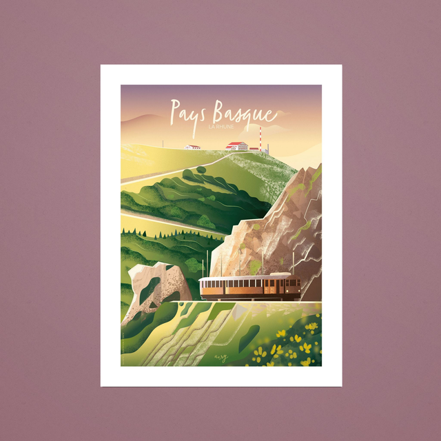 Affiche La Rhune, Pays Basque 30x40 cm