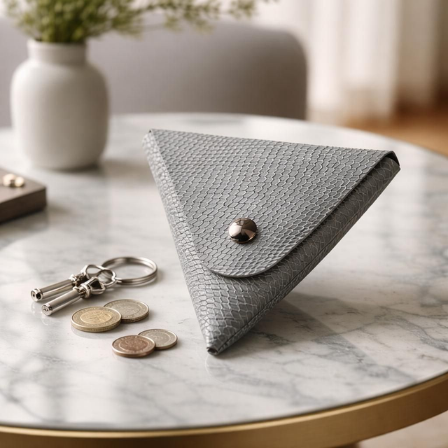 ✨️ PROMO ✨️ Porte-monnaie en cuir triangle - gris 