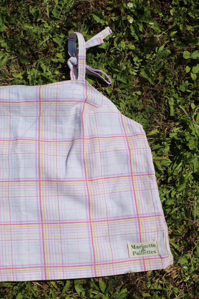 Top à carreaux rose et jaune - Taille 1