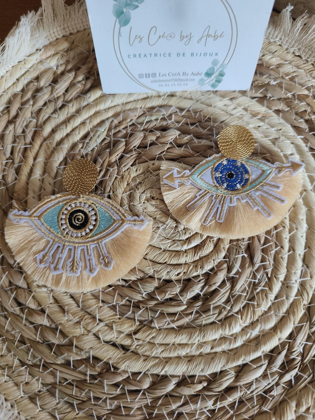 BO BOHEME "OEIL" TISSU / POMPONS BEIGE 0000001