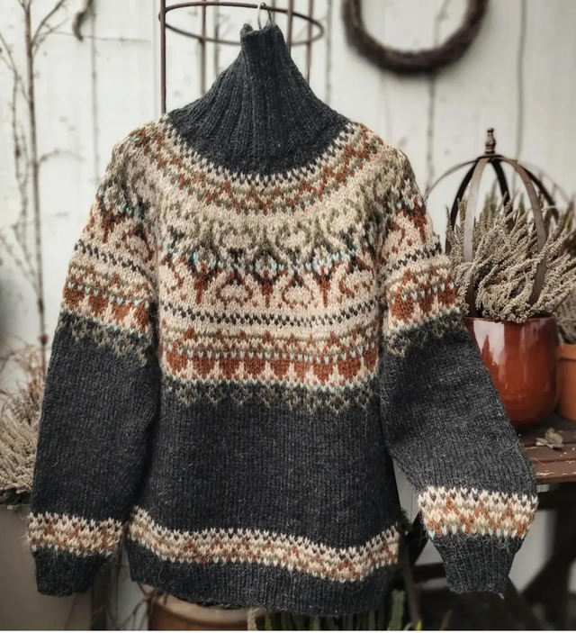 Alasuq Polar Sweater Kit - Col 24 (Black Heather & Beige Tweed) - Wool & Pattern - Linka Neumann