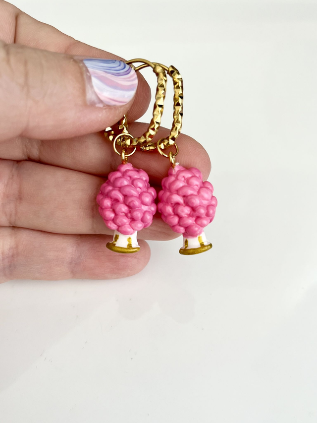 Orecchini a Cerchio con Pigne Siciliane - Rosa
