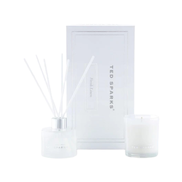 Ted Sparks - Candle &amp; Diffuser Gift Set - Fesch Linnen set