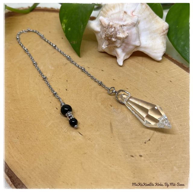 Pendule “Suncatcher” – acier &amp; pierres naturelles