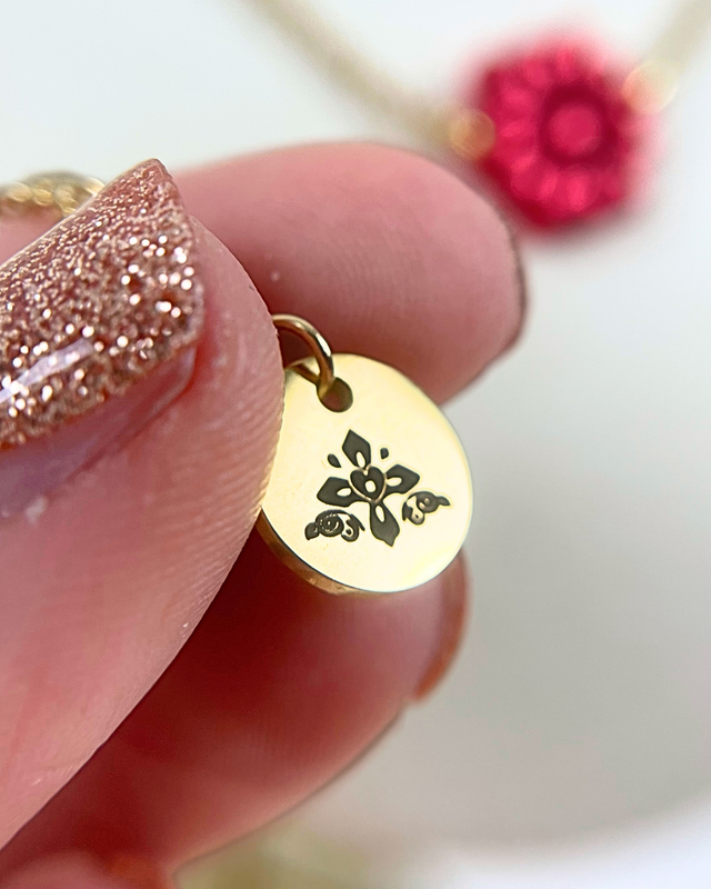 Collier médaillon "Doña" - Rouge carmin